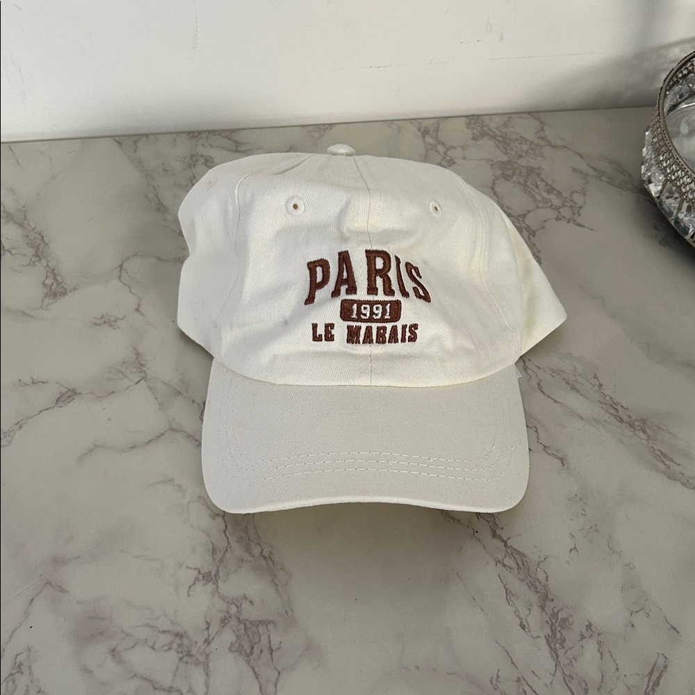 White Paris Embroidered Cap
